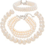 Load image into Gallery viewer, Pearl Bracelets Silver Jewelry Set