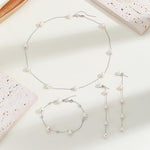 Load image into Gallery viewer, Pearl Vibe AAA+ Quality Pearl Necklace Bracelet Earrings with 925 Sterling Silver Chain