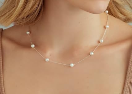 Pearl Vibe AAA+ Quality Pearl Necklace Bracelet Earrings with 925 Sterling Silver Chain