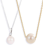 AAA+ Quality Freshwater Pearl Pendants - 2 Pendants ( Golden and 925 Sterling Silver Chains)