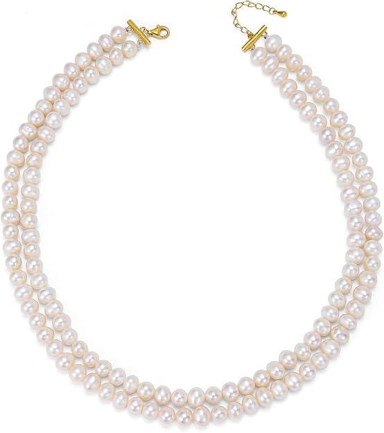 AAA+ Quality Double Strand Golden Freshwater Pearl Necklace