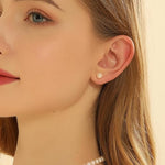 Load image into Gallery viewer, Pearl Vibe AAA+ Quality Triple Strand Pearl Necklace and Pearl Stud Earrings Jewelry Set
