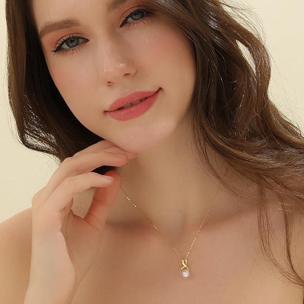 AAA+ Quality Infinity Gold Freshwater Pearl Pendant Necklace
