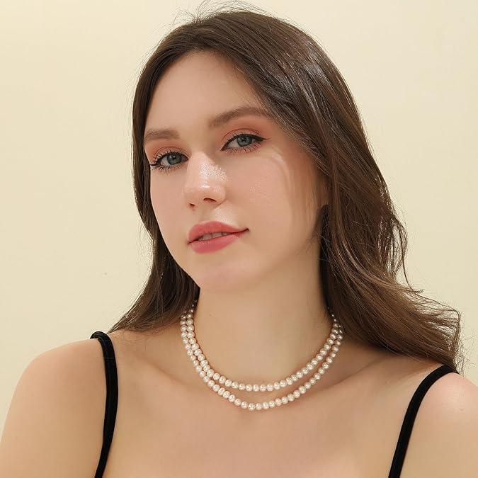 AAA+ Quality Double Strand Golden Freshwater Pearl Necklace