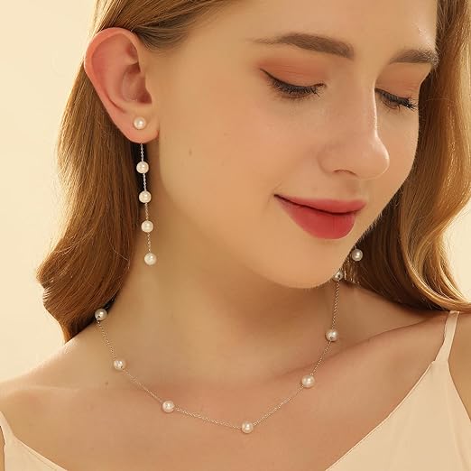 Pearl Vibe AAA+ Quality Pearls Neclace Pearl Earrings Jewelry Set with 925 Sterling Silver