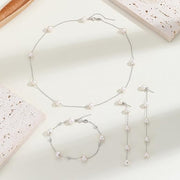 Pearl Vibe AAA+ Quality Pearl Necklace Bracelet Earrings with 925 Sterling Silver Chain
