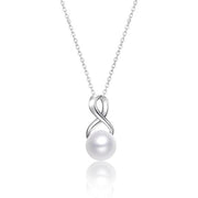 AAA+ Quality Infinity Silver Freshwater Pearl Pendant Necklace