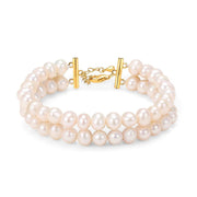 AAA Quality Double Strand Golden Freshwater Pearl Bracelet for Women