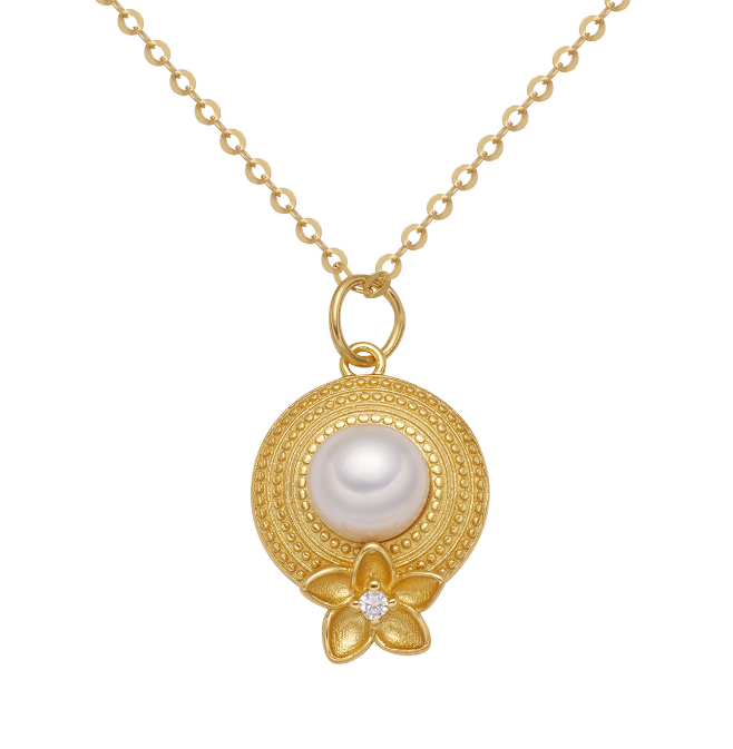 AAA+ QUALITY GOLD PEARL PENDANT NECLACE