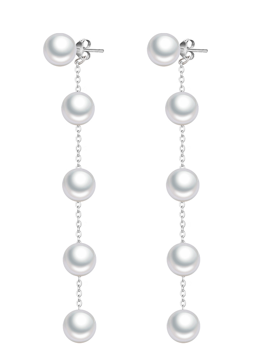 AAA+Quality White  Pearl Long Chain Earrings